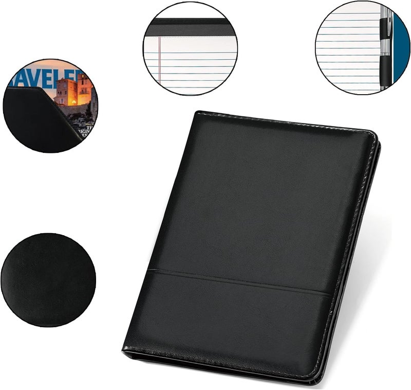 Konper Classic Padfolio/Junior Portfolio Folder Case, Business A5 Binder Organizer Notepad for Men Women, 5 x 8 Writing Pad Included,Black. - Image 3